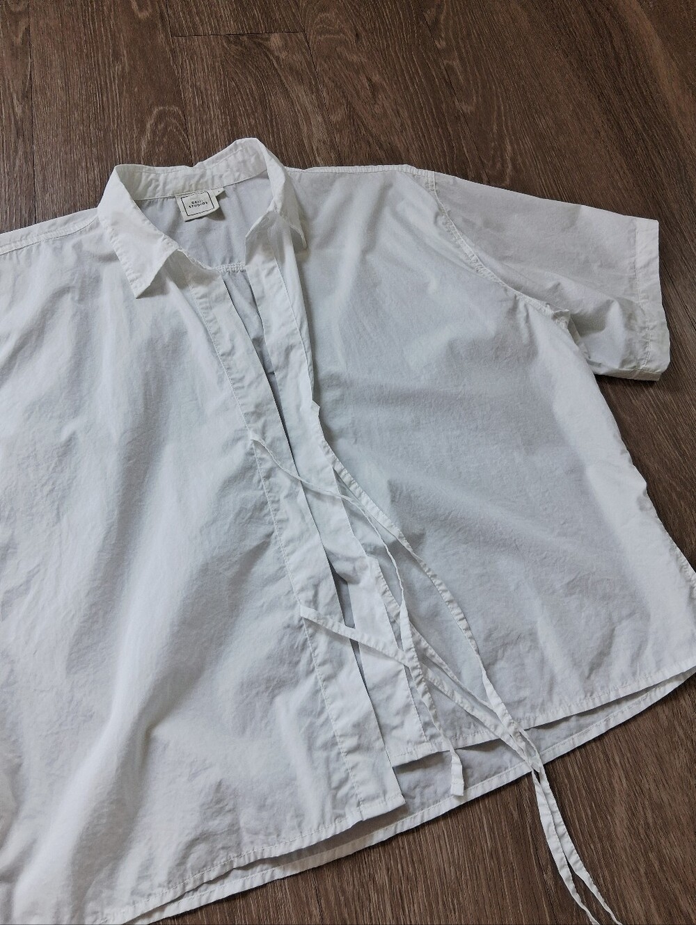 Deiji Studios Tie Up Shirt White Organic Cotton Poplin - Picture 7 of 16